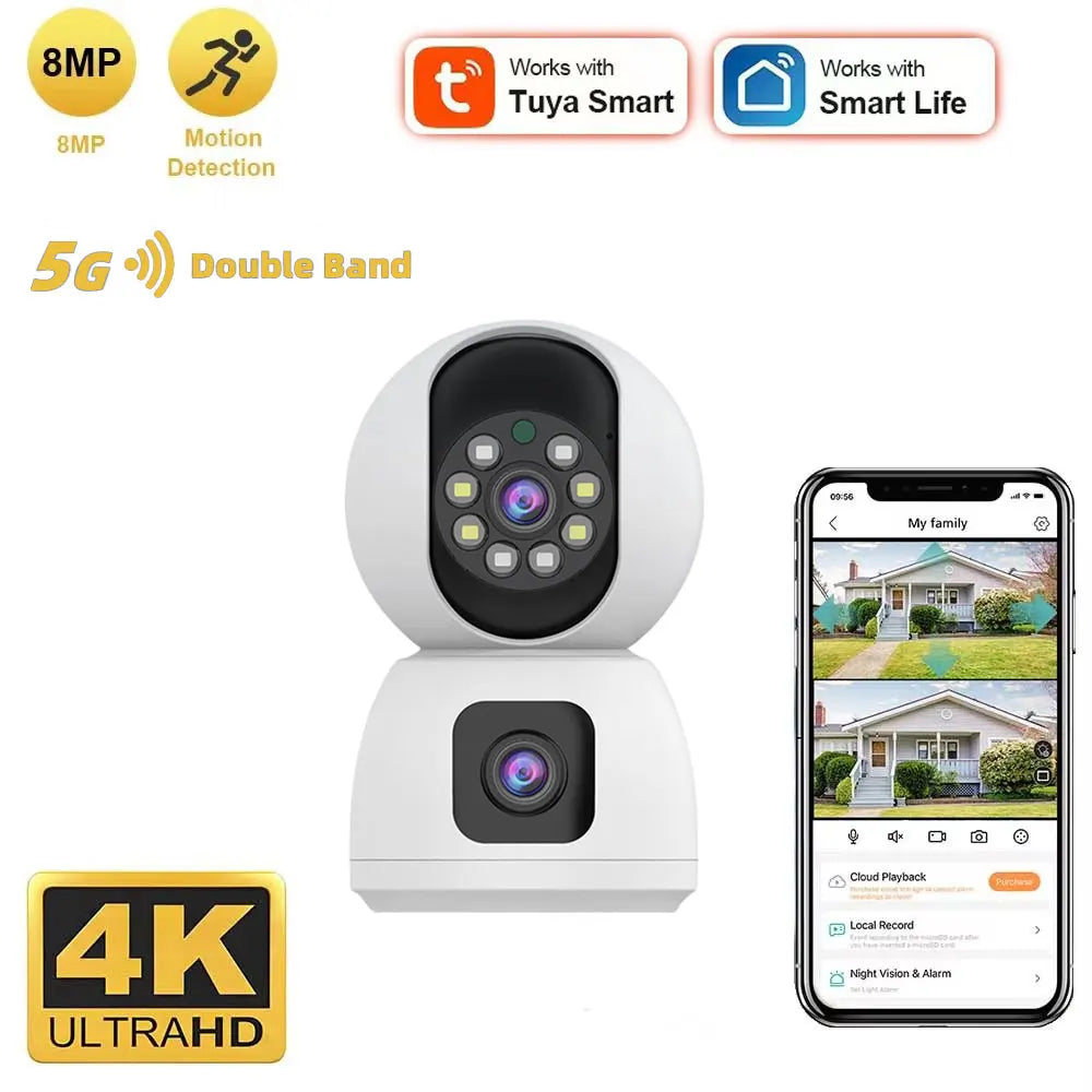 Tuya 5G 8MP 10MP WiFi Camera Smart Home Wireless IP Surveillance Camera AI Detect Automatic Tracking Security Baby Monitor Tuya - Winter Seller Hub