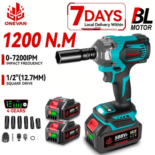 ONEVAN 18V Brushless Electric Wrench – Rechargeable, High Torque - Winter Seller Hub