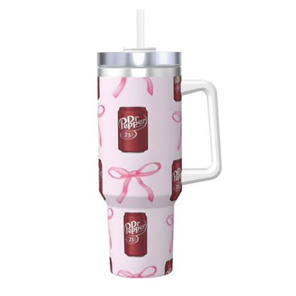 Dr Pepper 40oz Insulated Tumbler with Handle & Straw | Stainless Steel Travel Cup