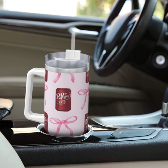 Dr Pepper 40oz Insulated Tumbler with Handle & Straw | Stainless Steel Travel Cup