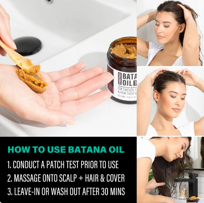 A brown textured glow restore hair mask oil in a glass jar with black lid and white label for hair repair