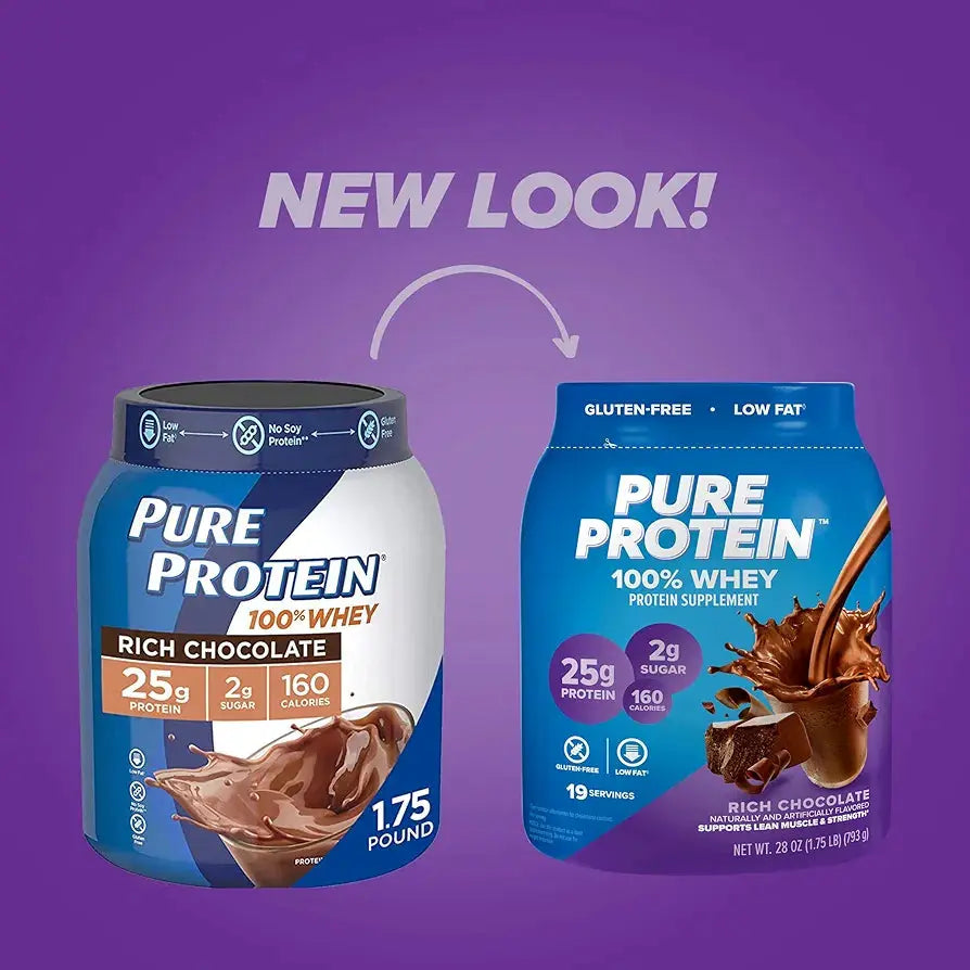 Pure Protein 100% Whey Protein Powder, Rich Chocolate, 25 g Protein, 1.75 lb - Winter Seller Hub