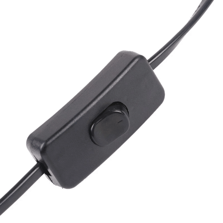 Black rectangular matte toggle switch mounted on black cable for high-pressure car wash spray gun control