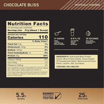 Optimum Nutrition Gold Standard 100% Isolate, Protein Powder, Chocolate Bliss - Winter Seller Hub
