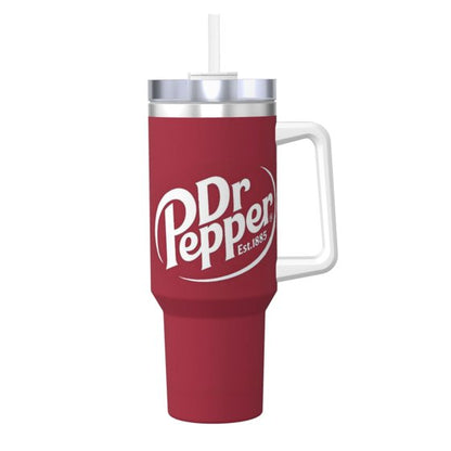 Dr Pepper 40oz Insulated Tumbler with Handle & Straw | Stainless Steel Travel Cup