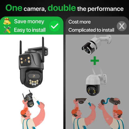 6K 9MP HD IP Camera Outdoor Three-Lens External WiFi Camera 4K/2K Dual Screen Security PTZ Cam Auto Tracking Surveillance iCSee - Winter Seller Hub