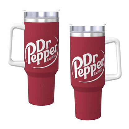 Dr Pepper 40oz Insulated Tumbler with Handle & Straw | Stainless Steel Travel Cup