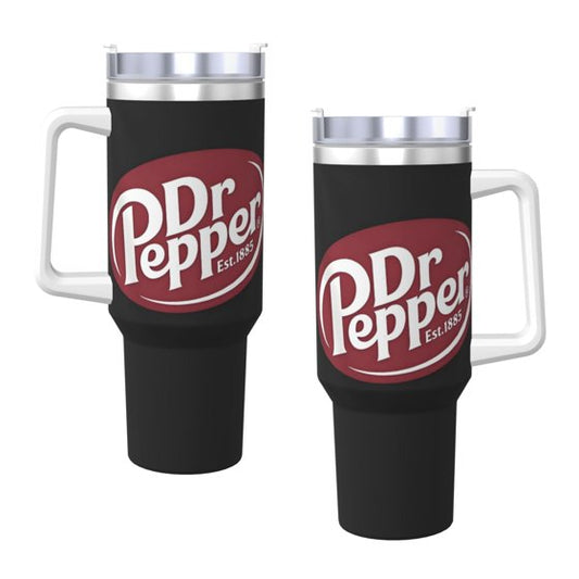 Dr Pepper 40oz Insulated Tumbler with Handle & Straw | Stainless Steel Travel Cup
