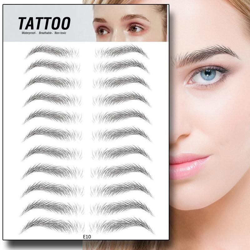 Temporary black and gray 4d waterproof eyebrow tattoo stickers for a natural and defined look