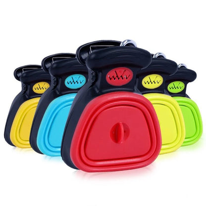 Set of colorful silicone dog waste poop picker tool bags with black clips and vibrant red blue yellow green lids