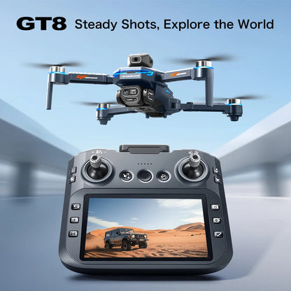 New GT8 Drone 8K Professional HD Dual Cameras Screen Remote 5G WIFI Brushless Motor Obstacle Avoidance Foldable Quadcopter Toys - Winter Seller Hub
