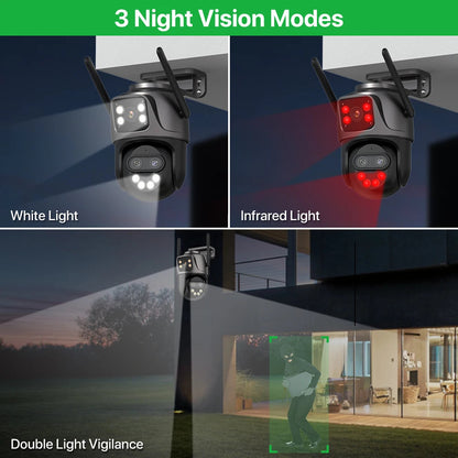 6K 9MP HD IP Camera Outdoor Three-Lens External WiFi Camera 4K/2K Dual Screen Security PTZ Cam Auto Tracking Surveillance iCSee - Winter Seller Hub