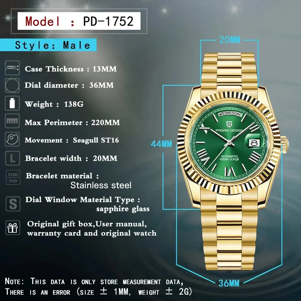 Gold Green V2 Men's Mechanical Watches - Winter Seller Hub