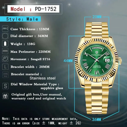 Gold Green V2 Men's Mechanical Watches - Winter Seller Hub