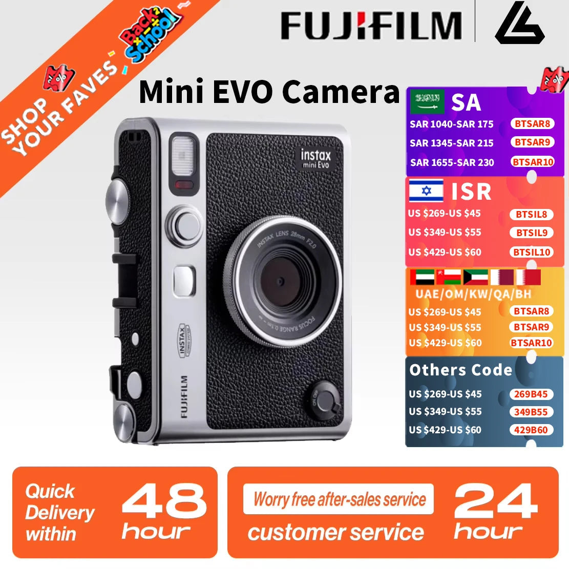 FUJIFILM INSTAX Instant Camera INSTAX Mini EVO Children's Fashion Retro Style Dating Essentials Mini11 With 20 Film Pack Kit - Winter Seller Hub