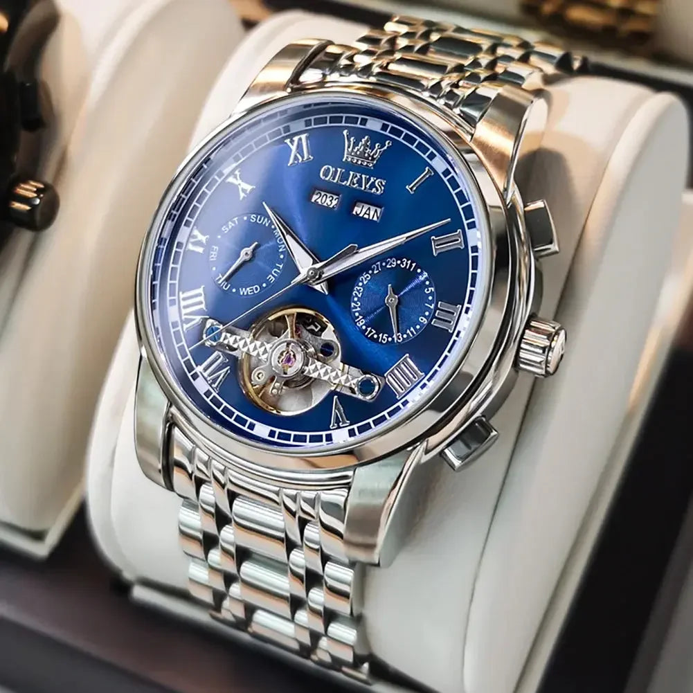 Men’s Automatic Mechanical Stainless Steel Skeleton Watch - Winter Seller Hub