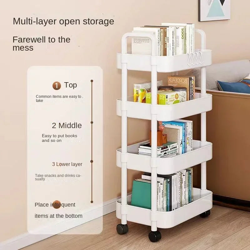 Multi-level Stroller Storage Rack for Kitchen Bedroom Bathroom Mobile Toilet Floor-to-ceiling Organizer with Snacks Holder Winter Seller Hub