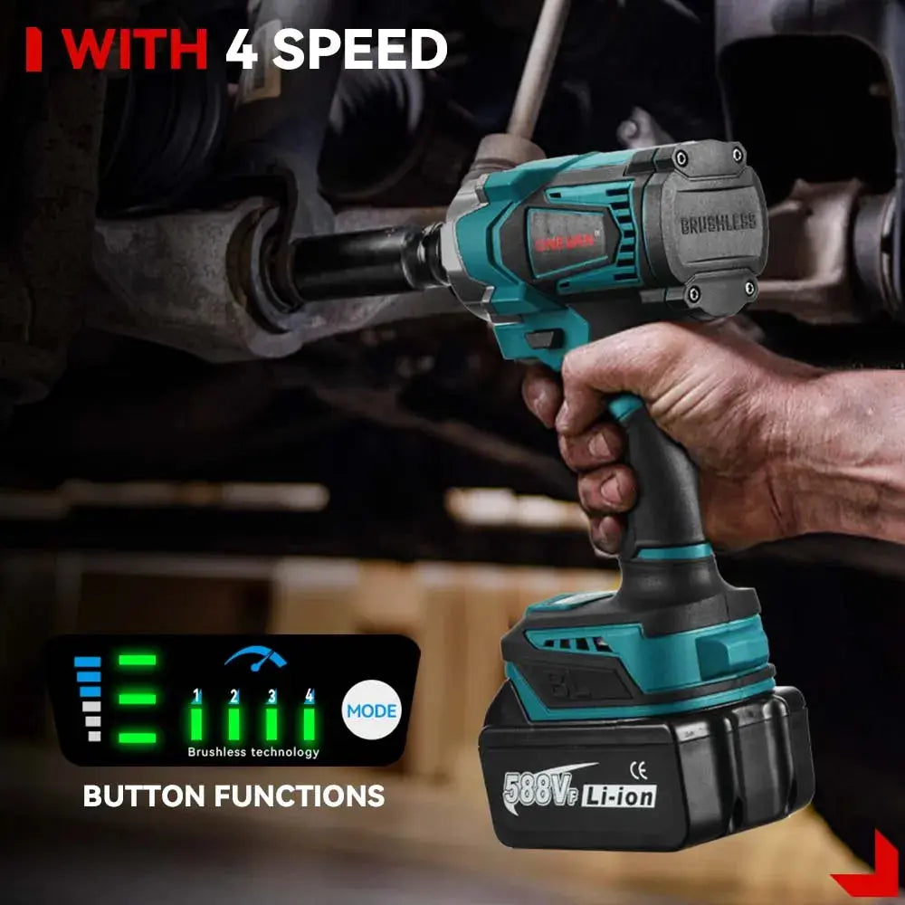 ONEVAN 18V Brushless Electric Wrench – Rechargeable, High Torque - Winter Seller Hub