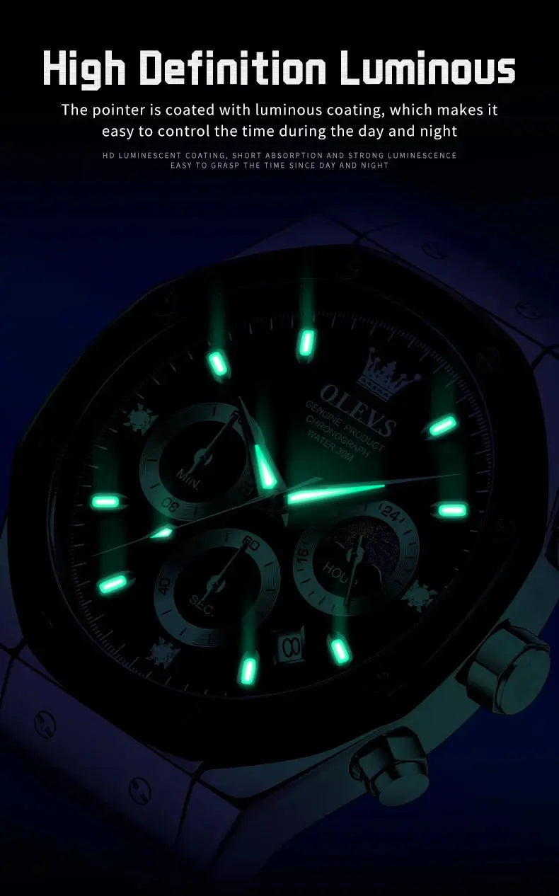 OLEVS 9911 Quartz Watch – Silicone Band, Luminous, 3 Bar - Winter Seller Hub