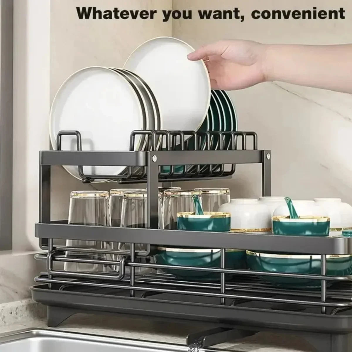 2-Tier Dish Drying Rack – Adjustable Bowl/Plate Organizer - Winter Seller Hub
