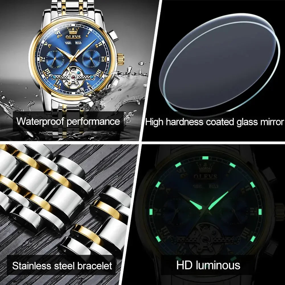Men’s Automatic Mechanical Stainless Steel Skeleton Watch - Winter Seller Hub