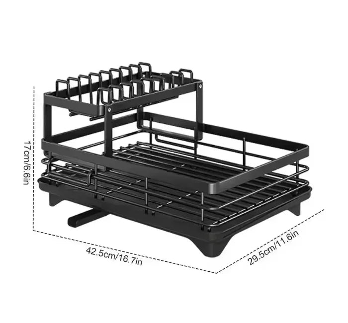 2-Tier Dish Drying Rack – Adjustable Bowl/Plate Organizer - Winter Seller Hub