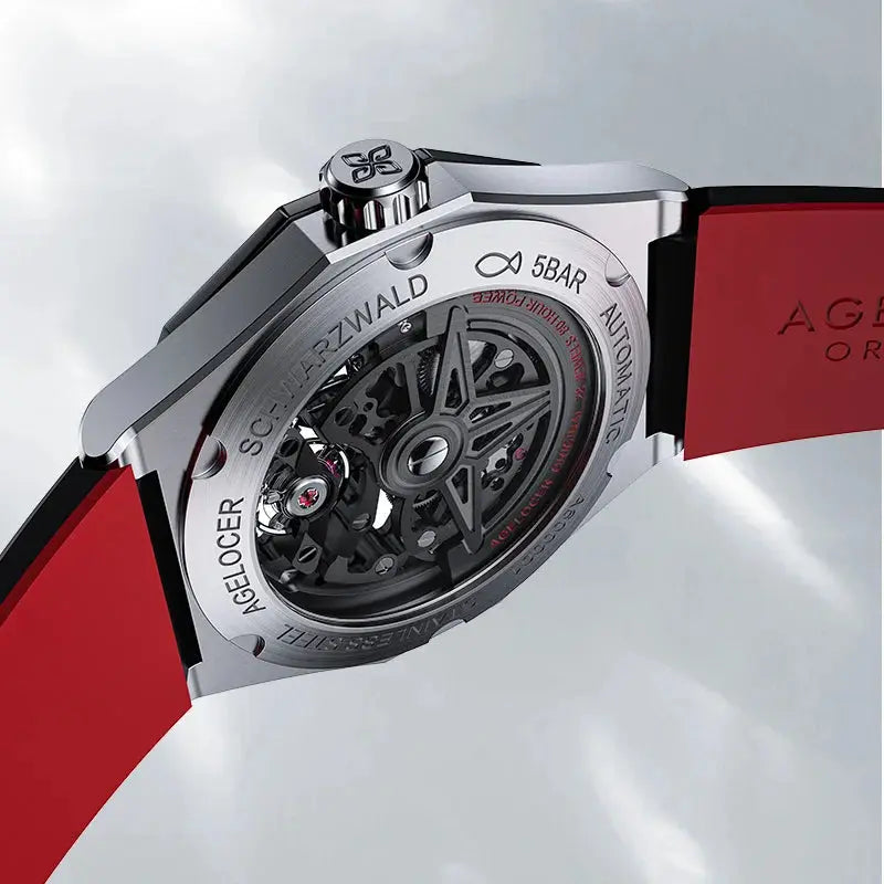 AGELOCER 6001A1-R Automatic Skeleton Watch – Sapphire, 5 Bar - Winter Seller Hub