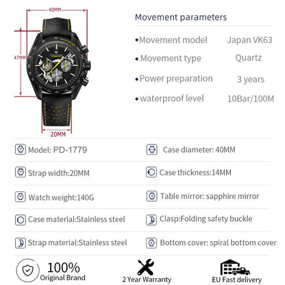 PAGANI DESIGN PD-1779 Quartz Wristwatch – Stainless Steel, Chronograph, Water-Resistant Business Watch - Winter Seller Hub
