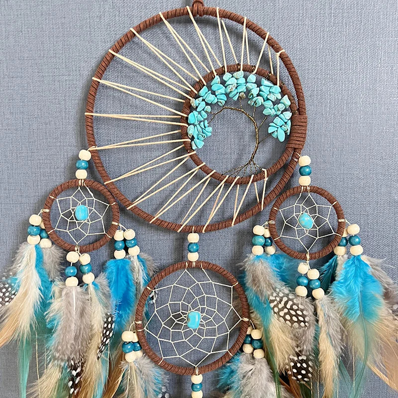 Tree of Life Dream Catcher Wind Chime – Natural Stone Wall Hanging - Winter Seller Hub
