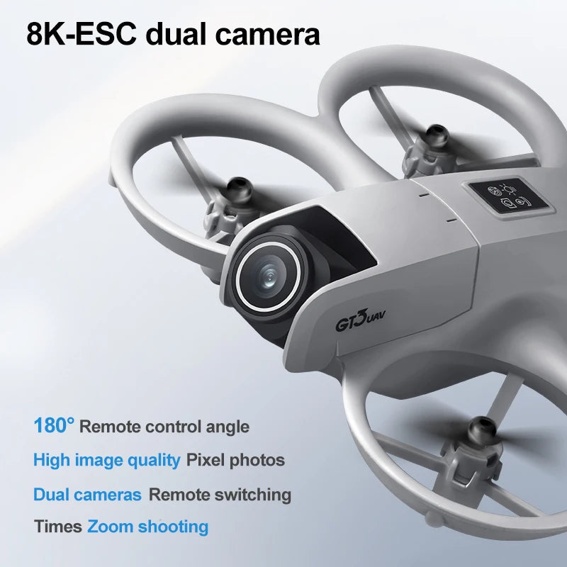 NEW GT3 Mini Foldable Drone With Lights 8k Aerial Photography Optical Flow Positioning 360° Obstacle Avoidance Helicopter Drone - Winter Seller Hub