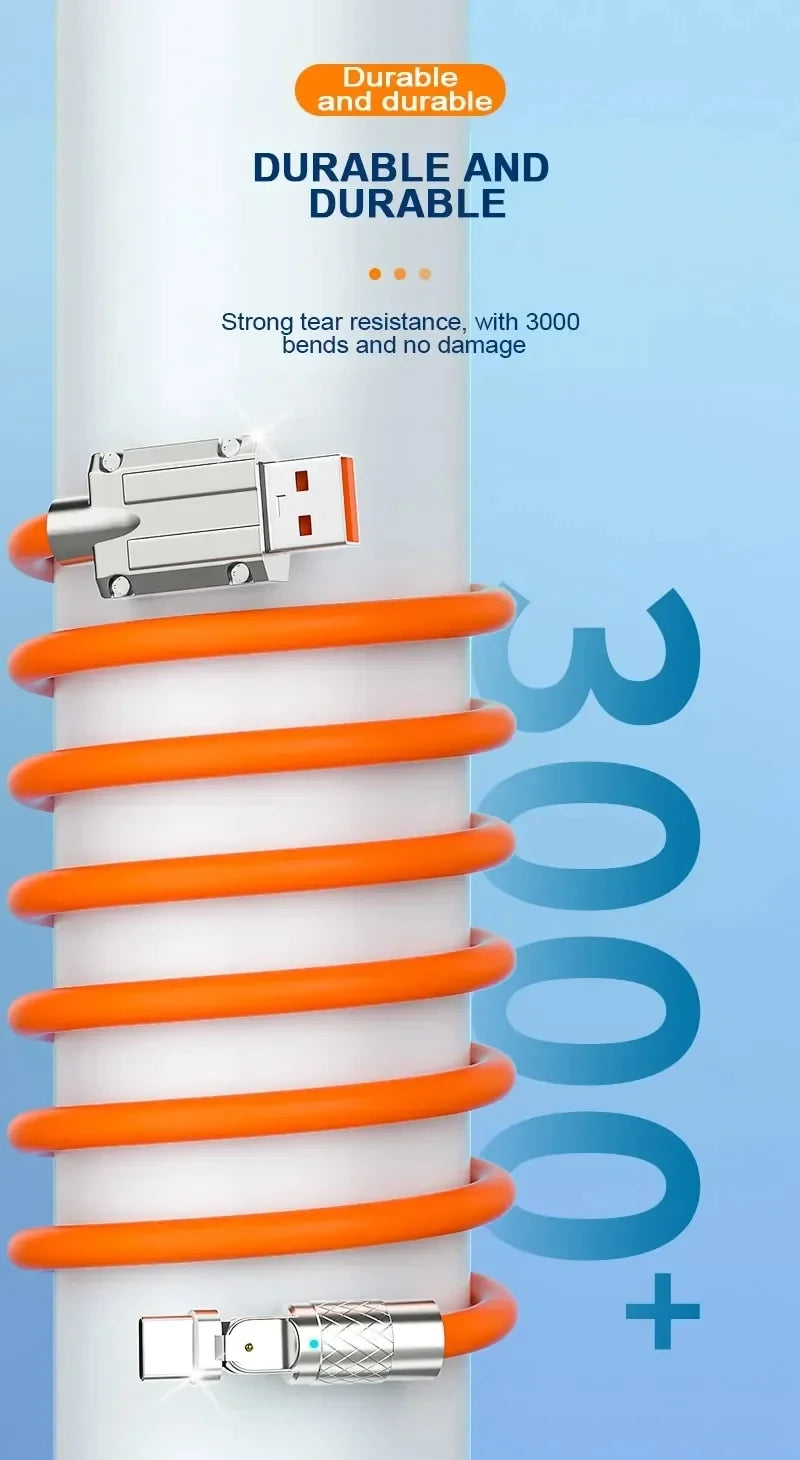 120W 7A Fast Charge USB Type C Cable 180 Degree Rotation Elbow Cable for Game for Xiaomi Redmi Honor Phone Charger USB C Cable - Winter Seller Hub