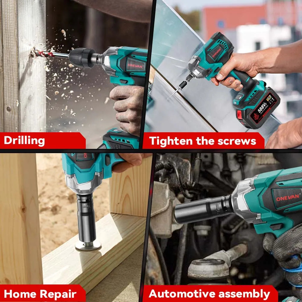 ONEVAN 18V Brushless Electric Wrench – Rechargeable, High Torque - Winter Seller Hub