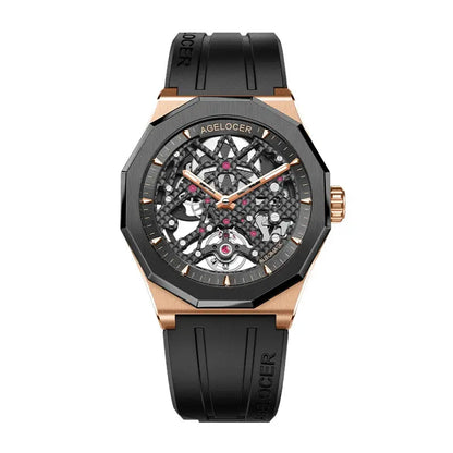 AGELOCER 6001A1-R Automatic Skeleton Watch – Sapphire, 5 Bar - Winter Seller Hub