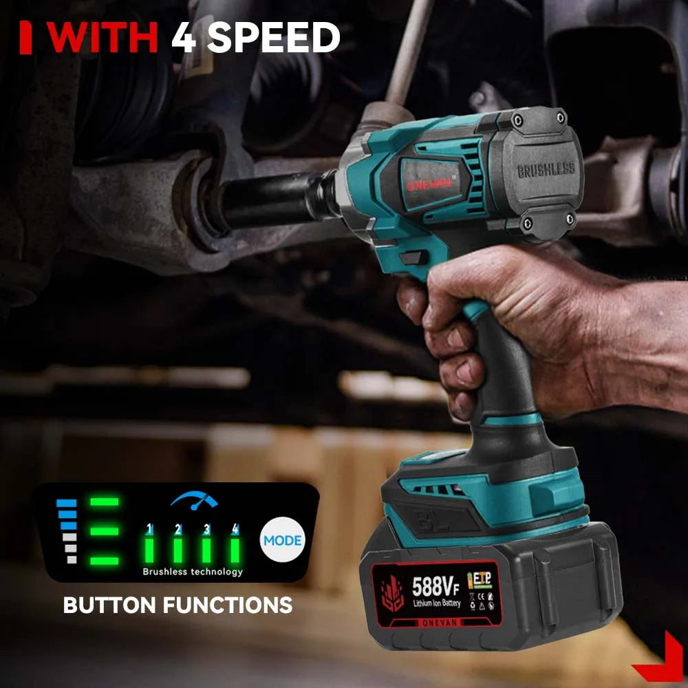 ONEVAN 18V Brushless Electric Wrench – Rechargeable, High Torque - Winter Seller Hub