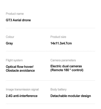 NEW GT3 Mini Foldable Drone With Lights 8k Aerial Photography Optical Flow Positioning 360° Obstacle Avoidance Helicopter Drone - Winter Seller Hub