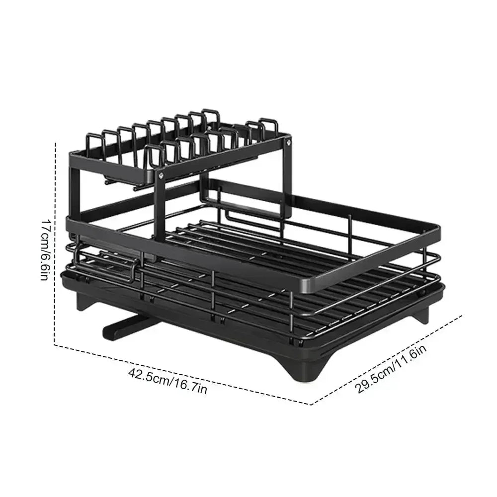 2-Tier Dish Drying Rack – Adjustable Bowl/Plate Organizer - Winter Seller Hub