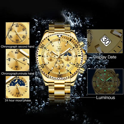 OLEVS 2870 Quartz Watch – Stainless Steel, Moon Phase, Chronograph - Winter Seller Hub