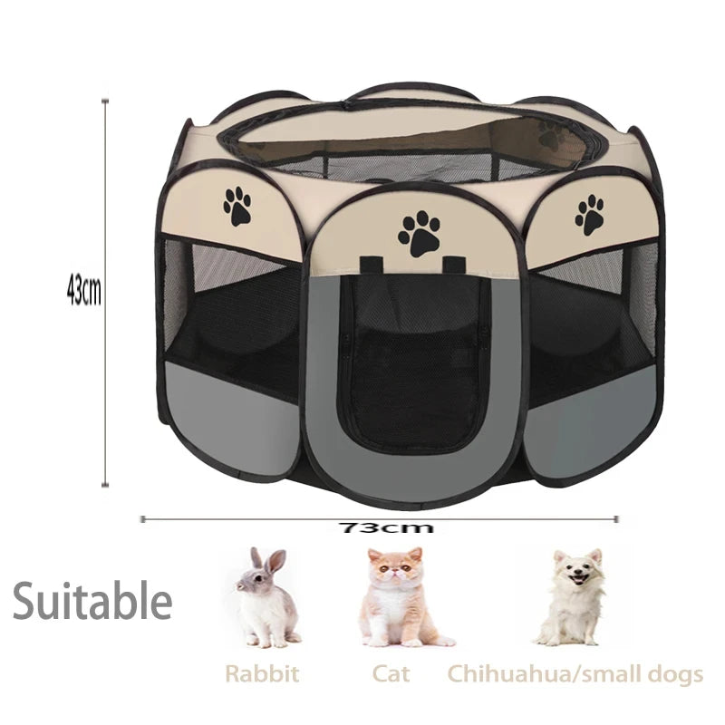 Foldable Pet Playpen – Octagonal Oxford Tent for Cats & Small Dogs - Winter Seller Hub
