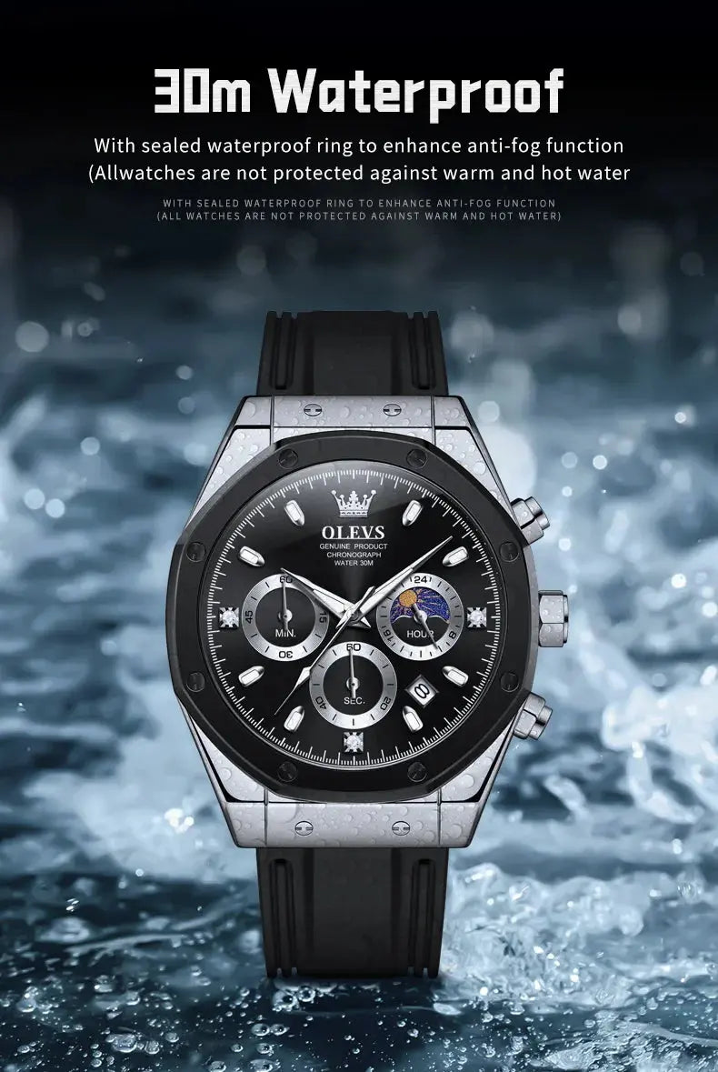 OLEVS 9911 Quartz Watch – Silicone Band, Luminous, 3 Bar - Winter Seller Hub