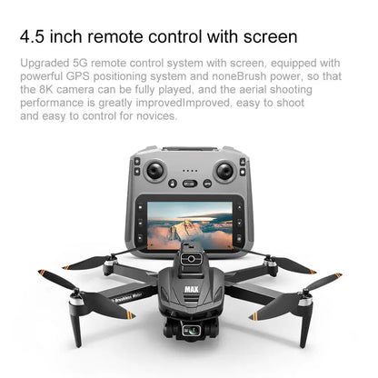2025 V168 Pro MAX GPS Drone 8K Professional HD Camera 5G WIFI FPV 360° Obstacle Avoidance Brushless Large Screen RC Quadcopter - Winter Seller Hub