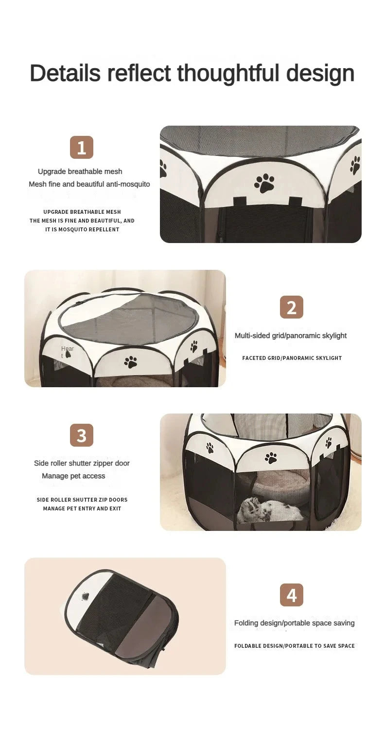 Foldable Pet Playpen – Octagonal Oxford Tent for Cats & Small Dogs - Winter Seller Hub