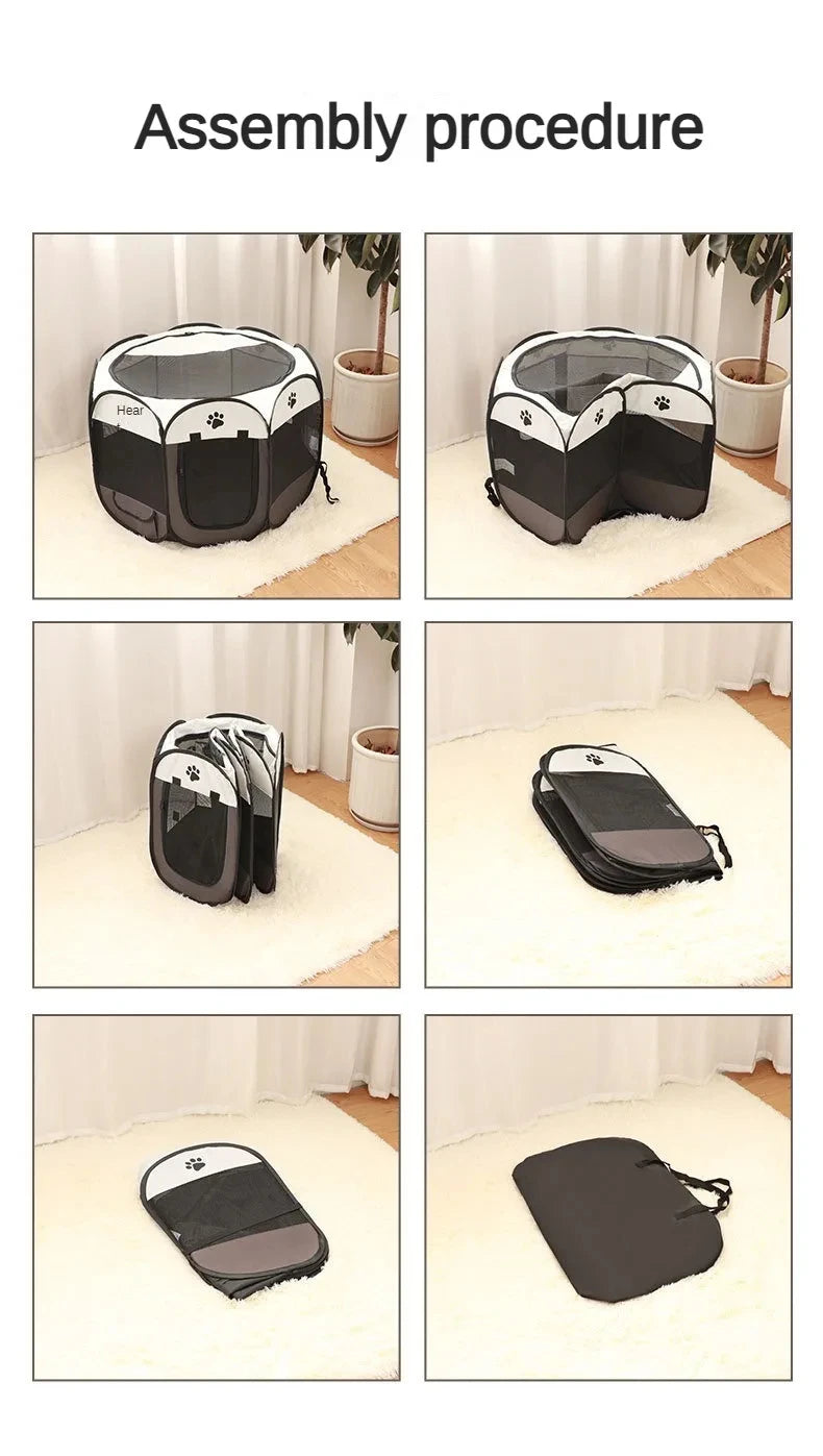 Foldable Pet Playpen – Octagonal Oxford Tent for Cats & Small Dogs - Winter Seller Hub