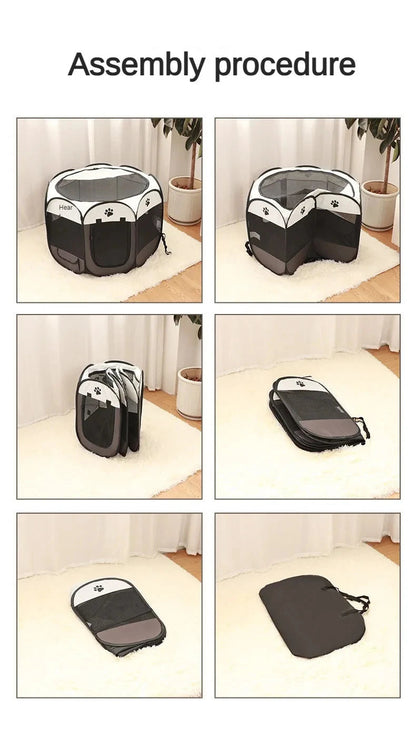 Foldable Pet Playpen – Octagonal Oxford Tent for Cats & Small Dogs - Winter Seller Hub