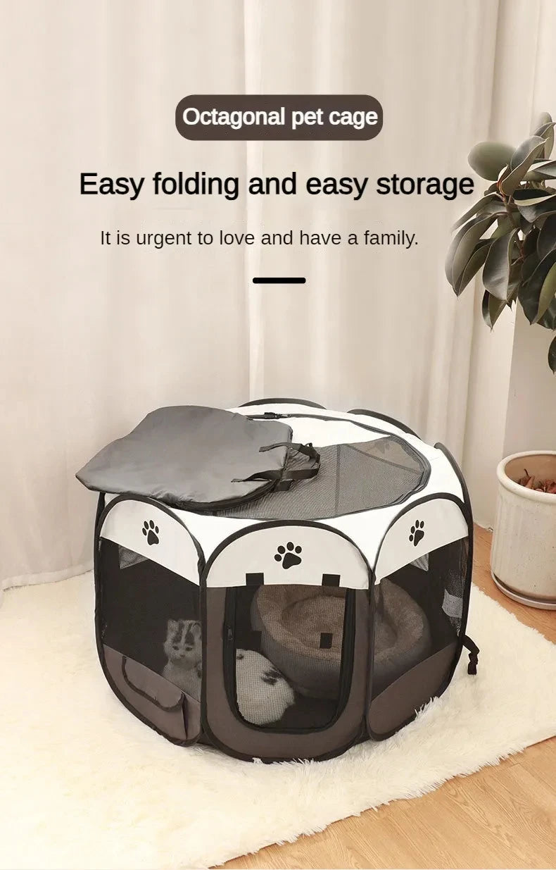 Foldable Pet Playpen – Octagonal Oxford Tent for Cats & Small Dogs - Winter Seller Hub
