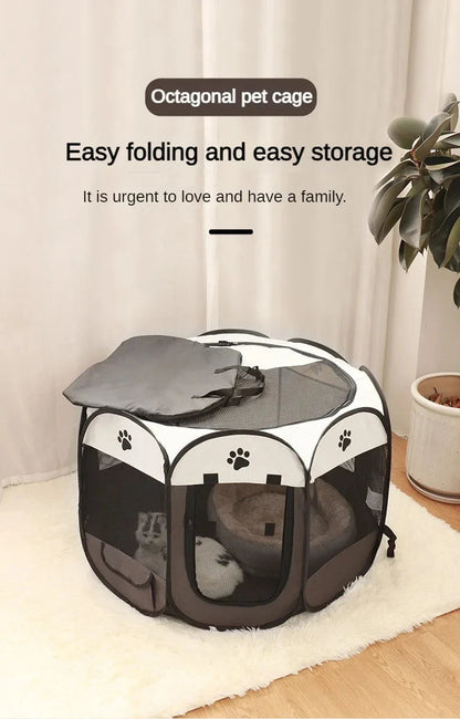 Foldable Pet Playpen – Octagonal Oxford Tent for Cats & Small Dogs - Winter Seller Hub