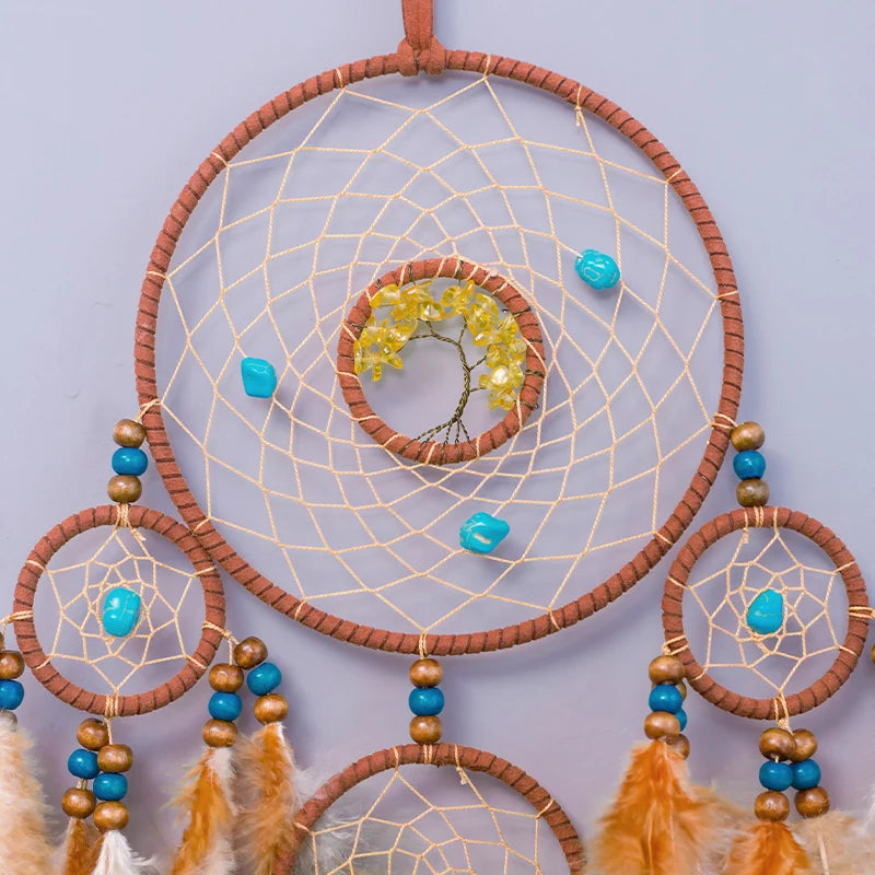 Tree of Life Dream Catcher Wind Chime – Natural Stone Wall Hanging - Winter Seller Hub