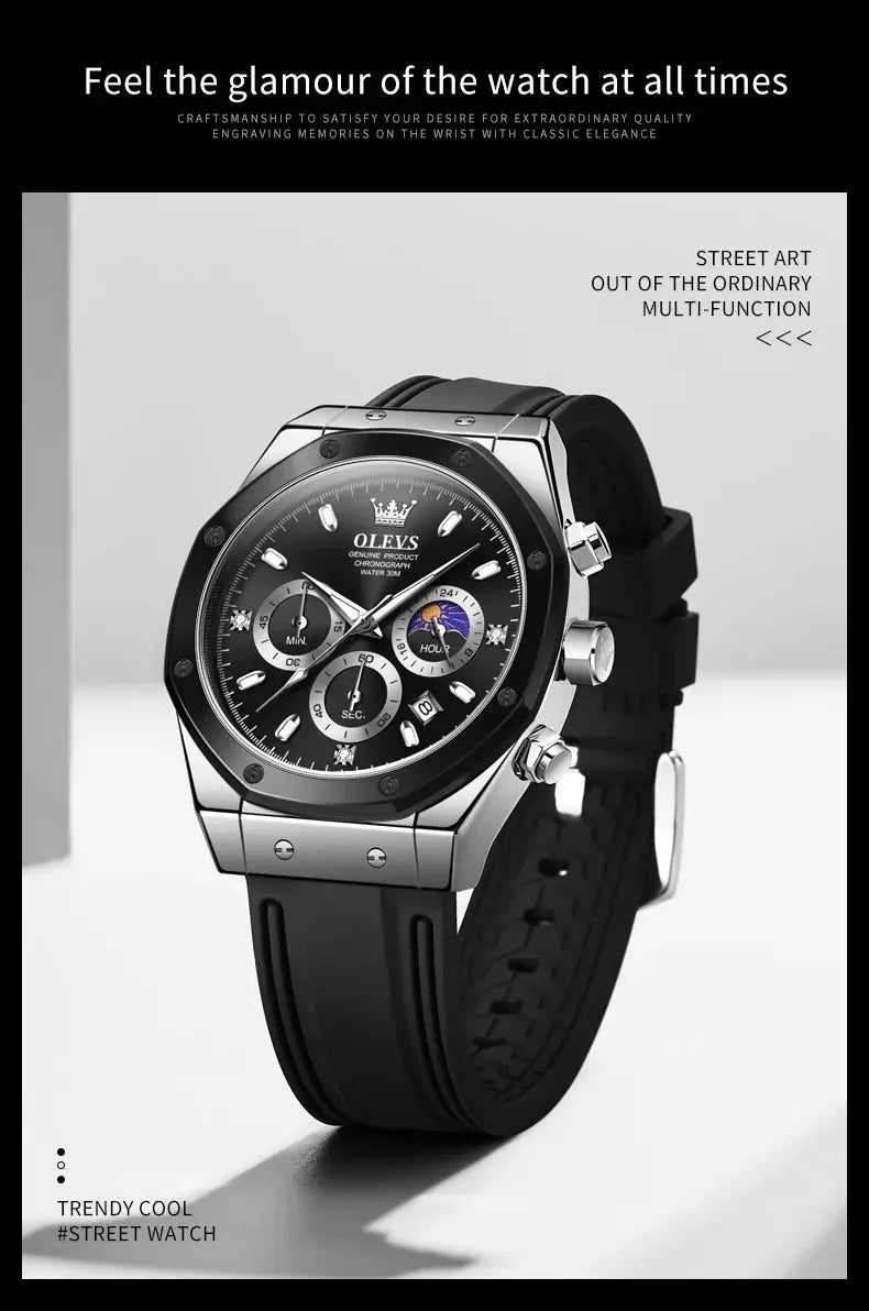OLEVS 9911 Quartz Watch – Silicone Band, Luminous, 3 Bar - Winter Seller Hub