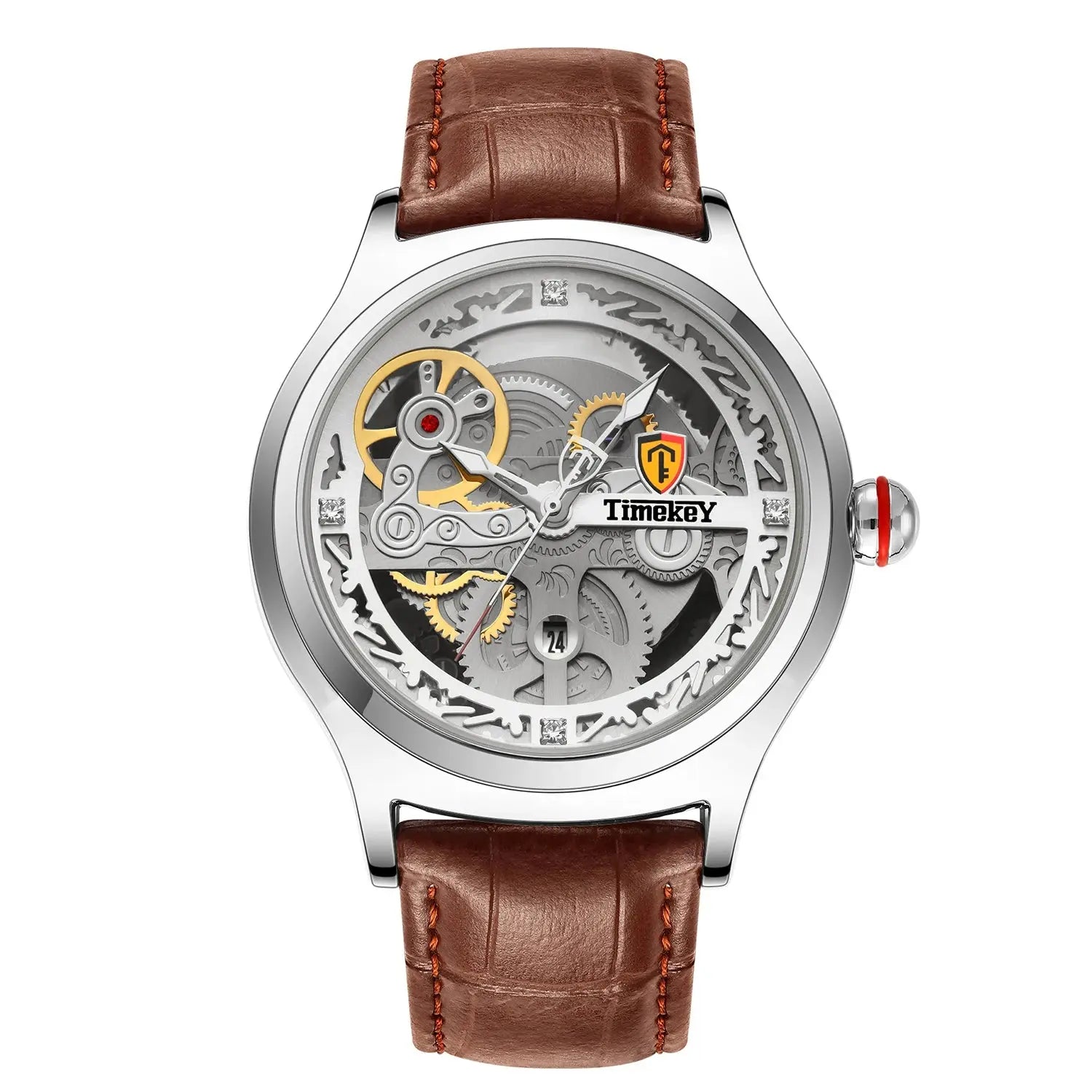 Timekey Luxury Quartz Watch – Leather Strap, Complete Calendar, 3 Bar - Winter Seller Hub