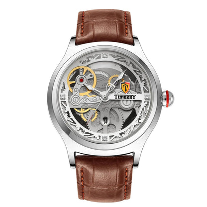Timekey Luxury Quartz Watch – Leather Strap, Complete Calendar, 3 Bar - Winter Seller Hub