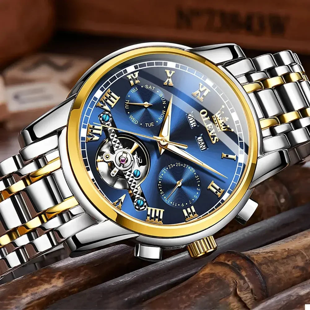Men’s Automatic Mechanical Stainless Steel Skeleton Watch - Winter Seller Hub